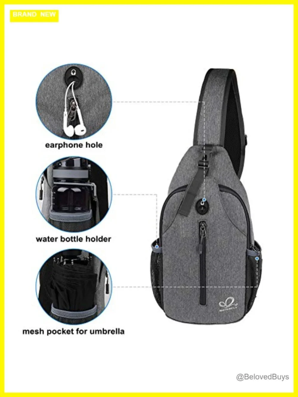 Polyester Crossbody Sling Backpack for Travel Hiking Daypack with Adjustable